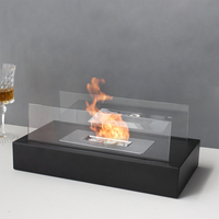 Cheminée à alcool de table, foyer carré en verre pour intérieur et extérieur, petite brasero moderne pour la décoration de patio d'hôtel