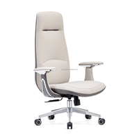 Chaise de bureau de direction à dossier haut avec panneau arrière en grain de bois, siège en cuir pivotant pour bureau à domicile