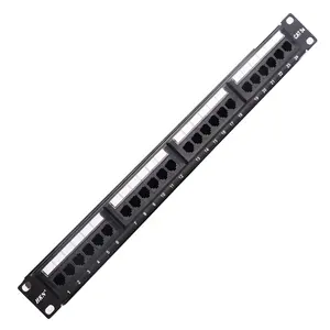 Patch Panel 19 Inch 1U Utp cat5 24 Port patch panel Black Steel rj45 modular