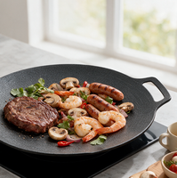 Poêle à griller coréenne en Maifanitum antiadhésive, compatible induction, nettoyage facile, multifonctionnelle pour la maison et l'extérieur