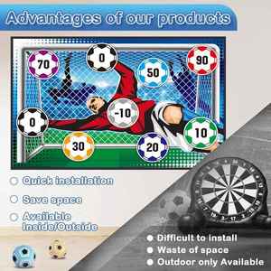 <span class=keywords><strong>Jeu</strong></span> de football avec 2 ballons, tapis de cible de football pour enfants pour la cour, ensemble de fléchettes de football adhésives avec piquets de sol - Product Image 6