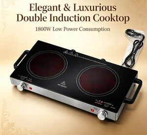 Cocina Eléctrica Portátil de Doble Quemador de 1800W, Estufa Infrarroja de 1000W+800W con Controles Independientes para Uso en Cocina y Exteriores - Product Image 1