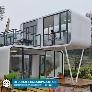 faltbares 38 m2 Solar-Kapselhaus mit 2 Schlafzimmern Küche Badezimmer Luxus-Apfel-Kabine Kapsel-Heimbus Schiff Haus modulare Häuser