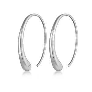 Boucles <span class=keywords><strong>d</strong></span>'oreilles créoles ovales ouvertes en <span class=keywords><strong>argent</strong></span> sterling 925 plaqué or 18 carats, bijoux simples et tendance pour femmes, Maimang Custom - Product Image 5
