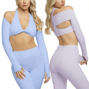 ชุดโยคะ 3 ชิ้น เสื้อชั้นในแบบผูกเชือก กางเกงเลกกิ้งเอวสูง ระบายอากาศ แห้งเร็ว สำหรับเล่นกีฬา ลดราคาพิเศษ รับสั่งทำ - Product Image 2
