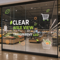 Écran LED transparent haute transparence pour mur de verre d'entrée de supermarché, affichage LED sur verre