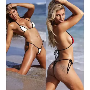Women Summer Plain Bikini Sets Ladies Lace Up Side G-String Thong Swimsuit  Bandage Swimsuit Brazilian Swimwear Bikini 