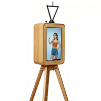 Photomaton en bois à écran tactile double face de qualité supérieure avec trépied, élégant, pour impression en libre-service, idéal pour mariages, événements et fêtes
