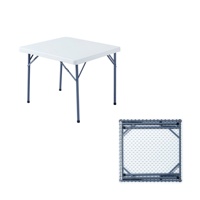 Table de camping pliante carrée en plastique légère et portable à prix abordable avec structure en acier pour enfants