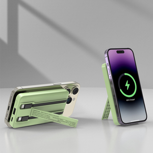 พาวเวอร์แบงค์แม่เหล็ก 10000mAh ชาร์จเร็ว 27W ชาร์จไร้สาย 15W พร้อมสายชาร์จคู่ ขาตั้งอะลูมิเนียม - Product Image 4