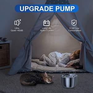 Alimentador silencioso de acero inoxidable <span class=keywords><strong>para</strong></span> perros y <span class=keywords><strong>gatos</strong></span> de alta calidad, dispensador de agua de circulación automático inalámbrico, <span class=keywords><strong>bebedero</strong></span> eléctrico de 2L - Product Image 6