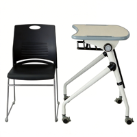 Bureau d'étudiant moderne avec tiroir latéral et crochet pour bouteille d'eau, design ergonomique inclinable pour une utilisation en classe au lycée