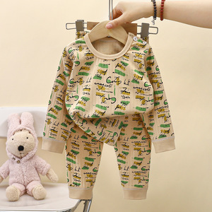 Nuevo Conjunto de Ropa Casual de Algodón para Niños, Manga Larga, Dibujos Animados de Animales y Letras, Pijamas de Otoño para Niños y Niñas - Product Image 4