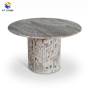 Mesas de Comedor de Mármol Estilo Nórdico, Mesa de Comedor Minimalista de Piedra Blanca con Patas de Madera para Salas de Estar Pequeñas - Product Image 2