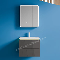 Vanité de salle de bain Usine Prix de gros Blanc Peinture Pvc Vanité de salle de bain Armoire Ensemble