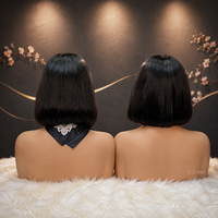 Perruque Bob en cheveux humains vietnamiens de 10 pouces, lace front 2x6, sans colle, prête à porter, avec tresses Expression et pré-étirée