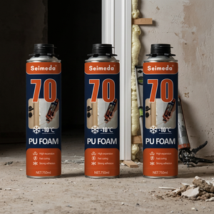 Mousse expansive en polyuréthane PU Seimeda 750 ml en bombe pour l'étanchéité des portes insonorisées, l'étanchéité des fenêtres et l'emballage pour le travail du bois - Product Image 1