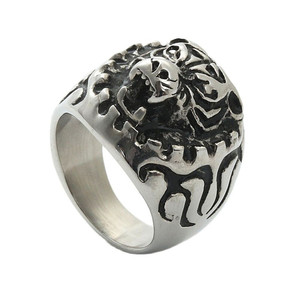 Bague Tigre pour Homme en Acier Inoxydable Argenté Style Rétro Punk Design Géométrique Animal Bijou Cadeau 26049 - Product Image 1