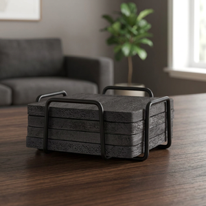 Posavasos Cuadrados de Madera de Lujo para Tazas de Té y Café, Grabado Láser Personalizado, Diseño Minimalista Hecho a Mano, Bodas, Empaque Personalizado - Product Image 6