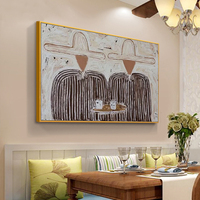 Grande Peinture à l'Huile Faite à la Main, Portrait Abstrait de Groupe de Cowboys, Art Figuratif, Décoration Murale, Art Western, Tableau sur Toile Texturée