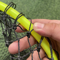 Tête de filet de pêche pliable avec cadre jaune fluo et maille sans nœuds, filet à appâts portable et pliable pour attraper des appâts vivants (poissons-nains)