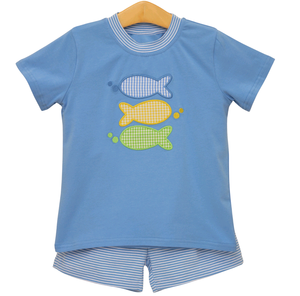 Tenues décontractées personnalisées pour enfants : shorts respirants à motifs de coquillages et barboteuses bulles pour tout-petits, assorties pour frères et sœurs - Product Image 3