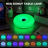 Lampe de Chevet LED RGB Moderne et Minimaliste pour Chambre à Coucher, Rechargeable USB, Contrôle Tactile, Intensité Réglable, Lampe Donut LED en Gros
