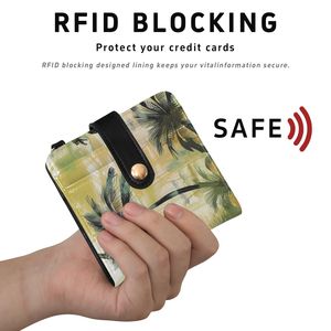 Portefeuille en cuir PU personnalisé imprimé Monstera, anti-RFID, style hawaïen, pochette portable avec porte-cartes, vente en gros - Product Image 4
