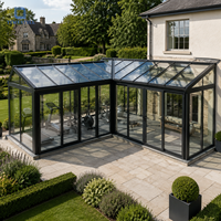 Véranda en aluminium 6063 T5, serres et jardins d'hiver en verre, véranda résidentielle stratifiée, solarium avec store enrouleur