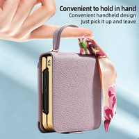 Étui de luxe en cuir PU électroplaqué pour téléphone portable Z Flip 8/7/6/5/4/3 avec miroir de maquillage et dragonne antichoc pour filles