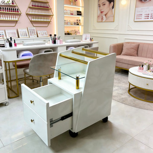 Carrello per Pedicure Moderno <span class=keywords><strong>di</strong></span> <span class=keywords><strong>Lusso</strong></span> con Ruote e Piano in Legno e Vetro, Novità 2026 - Product Image 6