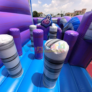 Structure gonflable d'extérieur pour enfants sur le thème Level Up, avec toboggan et parcours d'obstacles, à vendre. - Product Image 6