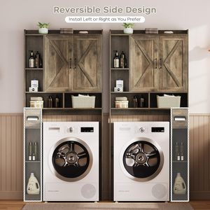 <span class=keywords><strong>Meuble</strong></span> <span class=keywords><strong>de</strong></span> <span class=keywords><strong>rangement</strong></span> WC en bois durable, design rustique, double porte, porte-rouleau <span class=keywords><strong>de</strong></span> papier toilette amovible, gain <span class=keywords><strong>de</strong></span> place, appartement, hôtel - Product Image 2