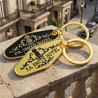 Porte-clés de motel personnalisé en alliage de zinc émaillé, plaqué or vintage, avec logo pour cadeau promotionnel