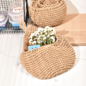 Woven Basket Round Cotton Rope <b>Wall</b> Mounted <b>Storage</b> Basket For Fruit Vegetables Home Decor - Product Image 1