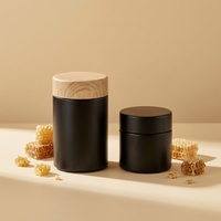 Pot en verre noir mat classique 180 ml (6 oz) avec couvercle doré, attrait esthétique élevé, présentoir de vente au détail pour emballage de compléments vitaminiques