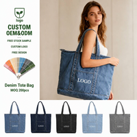 Sac à main en tissu denim personnalisé avec logo, léger, en denim doux, sac à main unisexe, sac à bandoulière en jean, sac fourre-tout en denim recyclé écologique