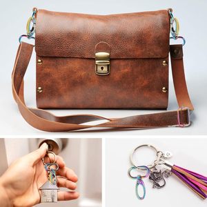 PECMER Ensemble de quincaillerie pivotante arc-en-ciel : Boucles, anneaux en D, crochets de fixation pour lanières, pour la fabrication de sacs à main et la confection de sangles de sacs - Product Image 6