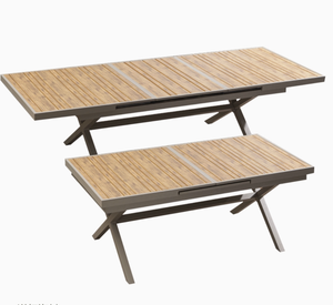 <b>Outdoor</b> Foldable HDPE <b>Plastic</b>+Wood Garden <b>Table</b> Waterproof Patio Dining Desk Modern Balcony Courtyard Hotel Park Furniture - Product Image 4