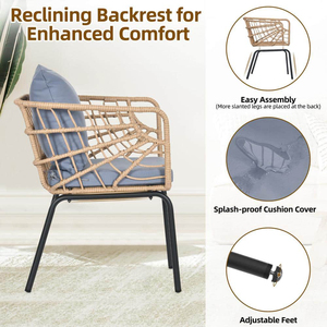 Ngoài trời ghế với đệm PE mây Hiện đại giá rẻ Giá cà phê cửa hàng nhà hàng thương mại ban công Bàn và ghế Bristol Bộ - Product Image 4