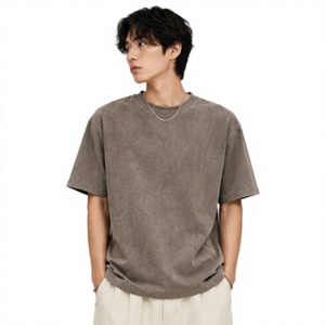 เสื้อยืดผู้ชายสีพื้นขนาดใหญ่ แขนสั้น คอกลม ผ้าฝ้ายเจอร์ซีย์ 100% ทรงลำลอง สีน้ำตาล - Product Image 4