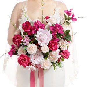 Floweroyal Handmade Silk Artificial Peony Bouquets Pink Wedding Party <b>Table</b> Centerpieces Home Decor - Product Image 1