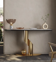 Tables console d'entrée modernes Offre Spéciale en métal argenté Table console de salon et ensemble de miroirs pour la décoration de la chambre à coucher pour les hôtels