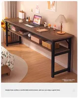 Bureau, maison de location simple, bureau d'ordinateur, chambre à coucher, usage domestique, bureau d'étude double, table longue rectangulaire minimaliste face au mur