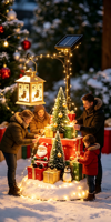 Lanterne solaire de Noël de 2 m, décorative, en forme de Père Noël ou de pingouin, pour l'extérieur, jardin, statue de fête pour parc, centre commercial, exposition