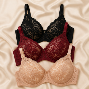Soutien-gorge à armatures confort quotidien, bonnets garnis de dentelle, ailettes respirantes, bretelles tricotées pour adultes - Product Image 5