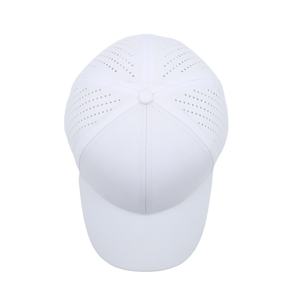 Gorra de Béisbol Ajustable de 6 Paneles, Blanca, Impermeable, con Diseño Perforado con Láser, Letra Curva Impresa en Goma - Product Image 5