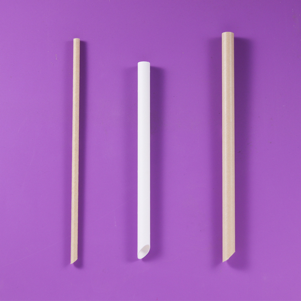 YJ Brand 6mm Paper Biodegradable Disposable Straws for Milk Tea Coffee Juice Hot Drinks-Individually Wrapped Kraft Paper
