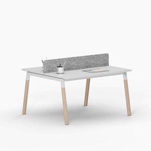Modern White Executive <b>Desk</b> Steel and Wood Combination Cubicle 4 Person Home Office Workstation - Product Image 4