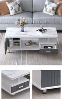 Table Basse en Verre Trempé Domestique, Table de Salon Simple Luxe Minimaliste, Table Centrale